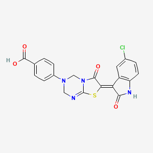 4-[(7Z)-7-(5-chloro-2-oxo-1,2-dihydro-3H-indol-3-ylidene)-6-oxo-6,7-dihydro-2H-[1,3]thiazolo[3,2-a][1,3,5]triazin-3(4H)-yl]benzoic acid