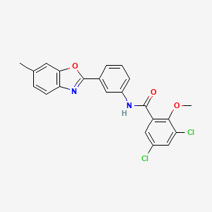 3,5-dichloro-2-methoxy-N-[3-(6-methyl-1,3-benzoxazol-2-yl)phenyl]benzamide