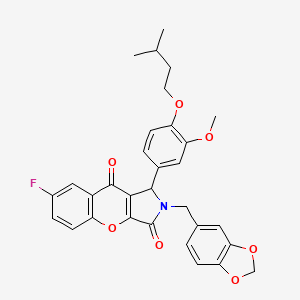 2-(1,3-Benzodioxol-5-ylmethyl)-7-fluoro-1-[3-methoxy-4-(3-methylbutoxy)phenyl]-1,2-dihydrochromeno[2,3-c]pyrrole-3,9-dione