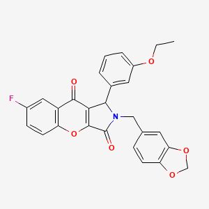 2-(1,3-Benzodioxol-5-ylmethyl)-1-(3-ethoxyphenyl)-7-fluoro-1,2-dihydrochromeno[2,3-c]pyrrole-3,9-dione