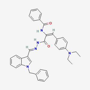 molecular formula C36H35N5O2 B15021961 N-{(1E)-3-{(2E)-2-[(1-benzyl-1H-indol-3-yl)methylidene]hydrazinyl}-1-[4-(diethylamino)phenyl]-3-oxoprop-1-en-2-yl}benzamide 