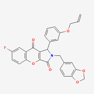 molecular formula C28H20FNO6 B15021997 2-(1,3-Benzodioxol-5-ylmethyl)-7-fluoro-1-[3-(prop-2-en-1-yloxy)phenyl]-1,2-dihydrochromeno[2,3-c]pyrrole-3,9-dione 