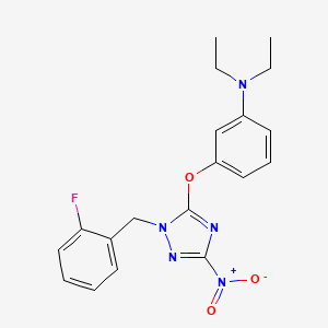 molecular formula C19H20FN5O3 B15022009 N,N-diethyl-3-{[1-(2-fluorobenzyl)-3-nitro-1H-1,2,4-triazol-5-yl]oxy}aniline 