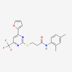 molecular formula C20H18F3N3O2S B15022019 N-(2,4-dimethylphenyl)-3-{[4-(furan-2-yl)-6-(trifluoromethyl)pyrimidin-2-yl]sulfanyl}propanamide 