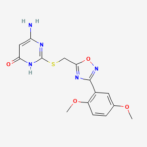 molecular formula C15H15N5O4S B15022022 6-amino-2-({[3-(2,5-dimethoxyphenyl)-1,2,4-oxadiazol-5-yl]methyl}sulfanyl)pyrimidin-4(3H)-one 