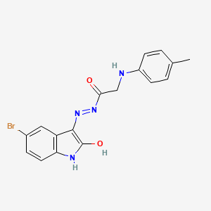 molecular formula C17H15BrN4O2 B15022038 N'-[(3E)-5-bromo-2-oxo-1,2-dihydro-3H-indol-3-ylidene]-2-[(4-methylphenyl)amino]acetohydrazide (non-preferred name) 