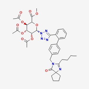 molecular formula C38H44N6O10 B1502206 methyl (3R,4R,5R,6S)-3,4,5-triacetyloxy-6-[5-[2-[4-[(2-butyl-4-oxo-1,3-diazaspiro[4.4]non-1-en-3-yl)methyl]phenyl]phenyl]tetrazol-2-yl]oxane-2-carboxylate 