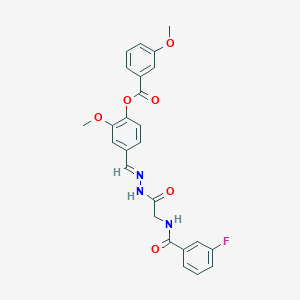 4-[(E)-({2-[(3-Fluorophenyl)formamido]acetamido}imino)methyl]-2-methoxyphenyl 3-methoxybenzoate