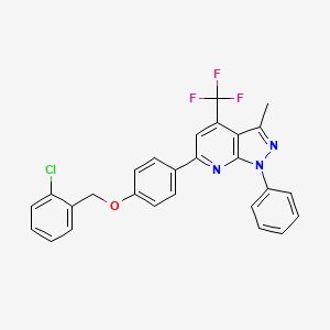 molecular formula C27H19ClF3N3O B15022151 6-{4-[(2-chlorobenzyl)oxy]phenyl}-3-methyl-1-phenyl-4-(trifluoromethyl)-1H-pyrazolo[3,4-b]pyridine 