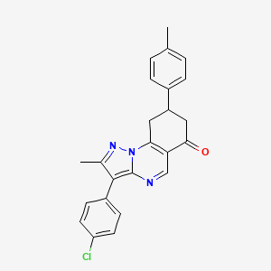 molecular formula C24H20ClN3O B15022159 3-(4-chlorophenyl)-2-methyl-8-(4-methylphenyl)-8,9-dihydropyrazolo[1,5-a]quinazolin-6(7H)-one 