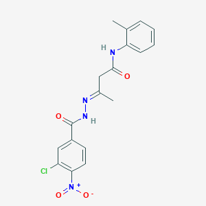 (3E)-3-{2-[(3-chloro-4-nitrophenyl)carbonyl]hydrazinylidene}-N-(2-methylphenyl)butanamide