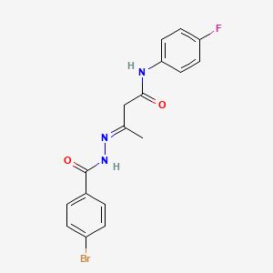 (3E)-3-{2-[(4-bromophenyl)carbonyl]hydrazinylidene}-N-(4-fluorophenyl)butanamide