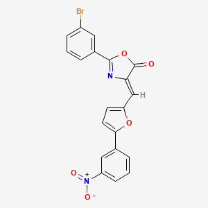 molecular formula C20H11BrN2O5 B15022211 (4Z)-2-(3-bromophenyl)-4-{[5-(3-nitrophenyl)furan-2-yl]methylidene}-1,3-oxazol-5(4H)-one 