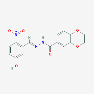 N'-[(E)-(5-hydroxy-2-nitrophenyl)methylidene]-2,3-dihydro-1,4-benzodioxine-6-carbohydrazide