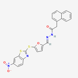 molecular formula C24H16N4O4S2 B15022259 2-(naphthalen-1-yl)-N'-[(E)-{5-[(6-nitro-1,3-benzothiazol-2-yl)sulfanyl]furan-2-yl}methylidene]acetohydrazide 