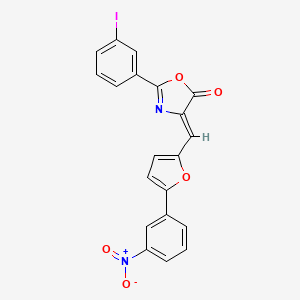 molecular formula C20H11IN2O5 B15022345 (4Z)-2-(3-iodophenyl)-4-{[5-(3-nitrophenyl)furan-2-yl]methylidene}-1,3-oxazol-5(4H)-one 