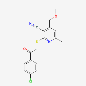 molecular formula C17H15ClN2O2S B15022366 2-{[2-(4-Chlorophenyl)-2-oxoethyl]sulfanyl}-4-(methoxymethyl)-6-methylpyridine-3-carbonitrile 