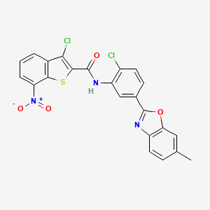 molecular formula C23H13Cl2N3O4S B15022413 3-chloro-N-[2-chloro-5-(6-methyl-1,3-benzoxazol-2-yl)phenyl]-7-nitro-1-benzothiophene-2-carboxamide 