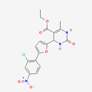 molecular formula C18H16ClN3O6 B15022441 Ethyl 4-[5-(2-chloro-4-nitrophenyl)furan-2-yl]-6-methyl-2-oxo-1,2,3,4-tetrahydropyrimidine-5-carboxylate 