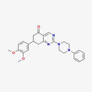 molecular formula C26H28N4O3 B15022481 7-(3,4-dimethoxyphenyl)-2-(4-phenylpiperazin-1-yl)-7,8-dihydroquinazolin-5(6H)-one 