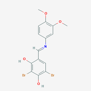 molecular formula C15H13Br2NO4 B15022489 2,4-dibromo-6-{(E)-[(3,4-dimethoxyphenyl)imino]methyl}benzene-1,3-diol 