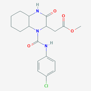 molecular formula C18H22ClN3O4 B15022505 Methyl {1-[(4-chlorophenyl)carbamoyl]-3-oxodecahydroquinoxalin-2-yl}acetate 