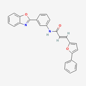 (2E)-N-[3-(1,3-benzoxazol-2-yl)phenyl]-3-(5-phenylfuran-2-yl)prop-2-enamide