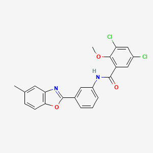 3,5-dichloro-2-methoxy-N-[3-(5-methyl-1,3-benzoxazol-2-yl)phenyl]benzamide