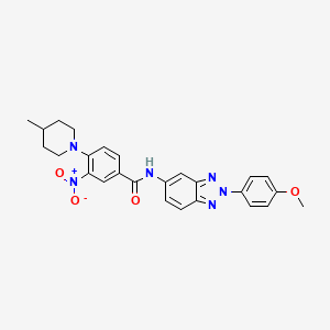 molecular formula C26H26N6O4 B15022550 N-[2-(4-methoxyphenyl)-2H-1,2,3-benzotriazol-5-yl]-4-(4-methylpiperidin-1-yl)-3-nitrobenzamide 