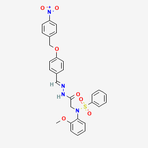 N-(2-Methoxyphenyl)-N-({N'-[(E)-{4-[(4-nitrophenyl)methoxy]phenyl}methylidene]hydrazinecarbonyl}methyl)benzenesulfonamide