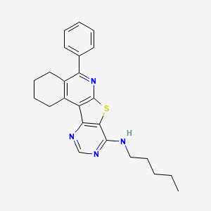 N-pentyl-8-phenyl-11-thia-9,14,16-triazatetracyclo[8.7.0.02,7.012,17]heptadeca-1,7,9,12,14,16-hexaen-13-amine