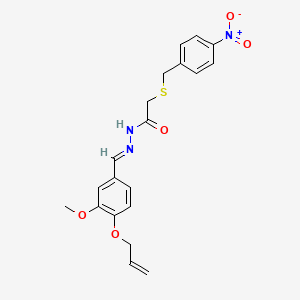 molecular formula C20H21N3O5S B15022631 N'-{(E)-[3-methoxy-4-(prop-2-en-1-yloxy)phenyl]methylidene}-2-[(4-nitrobenzyl)sulfanyl]acetohydrazide 