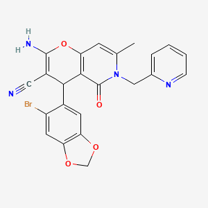 molecular formula C23H17BrN4O4 B15022653 2-amino-4-(6-bromo-1,3-benzodioxol-5-yl)-7-methyl-5-oxo-6-(pyridin-2-ylmethyl)-5,6-dihydro-4H-pyrano[3,2-c]pyridine-3-carbonitrile 