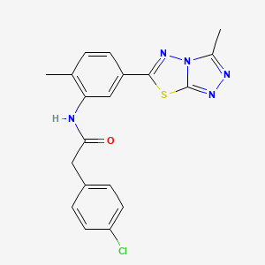 molecular formula C19H16ClN5OS B15022726 2-(4-chlorophenyl)-N-[2-methyl-5-(3-methyl[1,2,4]triazolo[3,4-b][1,3,4]thiadiazol-6-yl)phenyl]acetamide 