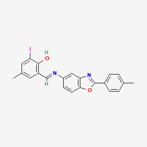 molecular formula C22H17IN2O2 B15022825 2-iodo-4-methyl-6-[(E)-{[2-(4-methylphenyl)-1,3-benzoxazol-5-yl]imino}methyl]phenol 