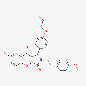 molecular formula C29H24FNO5 B15022912 7-Fluoro-2-[2-(4-methoxyphenyl)ethyl]-1-[4-(prop-2-en-1-yloxy)phenyl]-1,2-dihydrochromeno[2,3-c]pyrrole-3,9-dione 