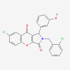 molecular formula C24H15Cl2NO4 B15022921 7-Chloro-2-(2-chlorobenzyl)-1-(3-hydroxyphenyl)-1,2-dihydrochromeno[2,3-c]pyrrole-3,9-dione 