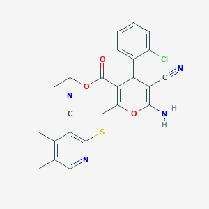 ethyl 6-amino-4-(2-chlorophenyl)-5-cyano-2-{[(3-cyano-4,5,6-trimethylpyridin-2-yl)sulfanyl]methyl}-4H-pyran-3-carboxylate