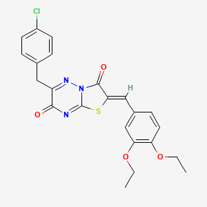 molecular formula C23H20ClN3O4S B15022971 (2Z)-6-(4-chlorobenzyl)-2-(3,4-diethoxybenzylidene)-7H-[1,3]thiazolo[3,2-b][1,2,4]triazine-3,7(2H)-dione 