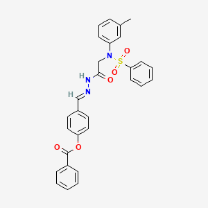 molecular formula C29H25N3O5S B15023038 4-[(E)-({2-[N-(3-Methylphenyl)benzenesulfonamido]acetamido}imino)methyl]phenyl benzoate 