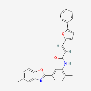 molecular formula C29H24N2O3 B15023046 (2E)-N-[5-(5,7-dimethyl-1,3-benzoxazol-2-yl)-2-methylphenyl]-3-(5-phenylfuran-2-yl)prop-2-enamide 