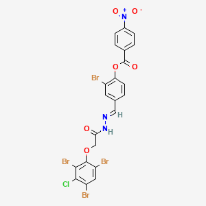 2-bromo-4-[(E)-{2-[(2,4,6-tribromo-3-chlorophenoxy)acetyl]hydrazinylidene}methyl]phenyl 4-nitrobenzoate