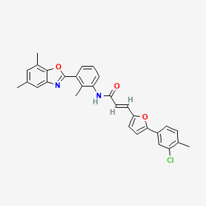 molecular formula C30H25ClN2O3 B15023090 (2E)-3-[5-(3-chloro-4-methylphenyl)furan-2-yl]-N-[3-(5,7-dimethyl-1,3-benzoxazol-2-yl)-2-methylphenyl]prop-2-enamide 