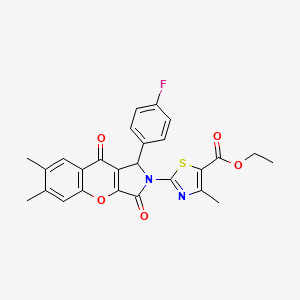 ethyl 2-[1-(4-fluorophenyl)-6,7-dimethyl-3,9-dioxo-3,9-dihydrochromeno[2,3-c]pyrrol-2(1H)-yl]-4-methyl-1,3-thiazole-5-carboxylate