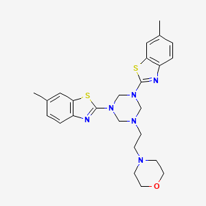 molecular formula C25H30N6OS2 B15023126 2,2'-{5-[2-(Morpholin-4-yl)ethyl]-1,3,5-triazinane-1,3-diyl}bis(6-methyl-1,3-benzothiazole) 