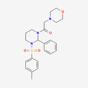 molecular formula C23H29N3O4S B15023138 1-{3-[(4-methylphenyl)sulfonyl]-2-phenyltetrahydropyrimidin-1(2H)-yl}-2-(morpholin-4-yl)ethanone 