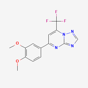 molecular formula C14H11F3N4O2 B15023171 5-(3,4-Dimethoxyphenyl)-7-(trifluoromethyl)-[1,2,4]triazolo[1,5-a]pyrimidine 