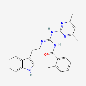 N-[(Z)-[(4,6-dimethylpyrimidin-2-yl)amino]{[2-(1H-indol-3-yl)ethyl]amino}methylidene]-2-methylbenzamide