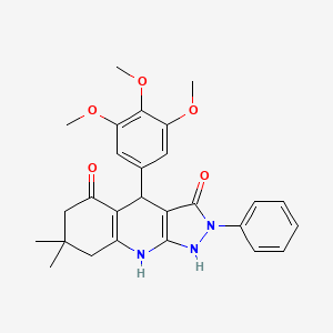 7,7-dimethyl-2-phenyl-4-(3,4,5-trimethoxyphenyl)-4,7,8,9-tetrahydro-1H-pyrazolo[3,4-b]quinoline-3,5(2H,6H)-dione