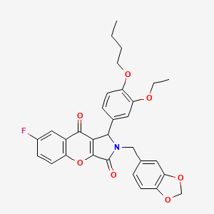 2-(1,3-Benzodioxol-5-ylmethyl)-1-(4-butoxy-3-ethoxyphenyl)-7-fluoro-1,2-dihydrochromeno[2,3-c]pyrrole-3,9-dione